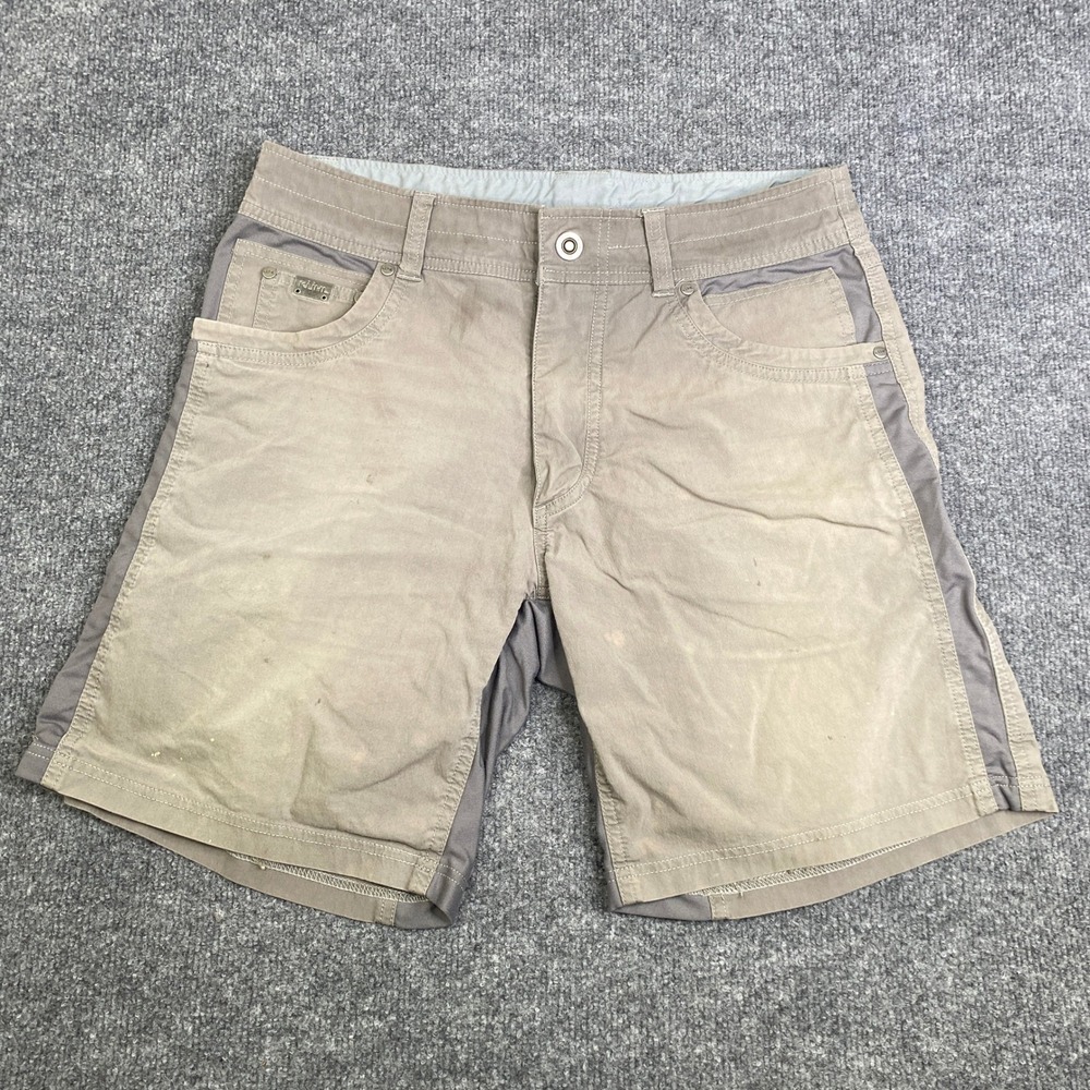 Kuhl Renegade Mens 32 Tan Brown Hiking Cargo Shorts Stretch Outdoor Trail